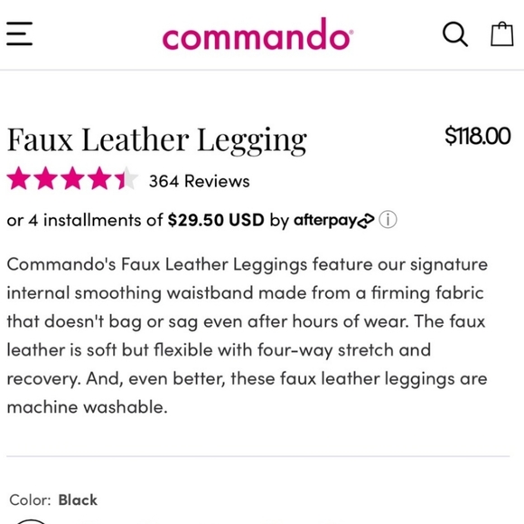 Commando Faux Leather Legging black XS Perfect Control - Picture 5 of 10
